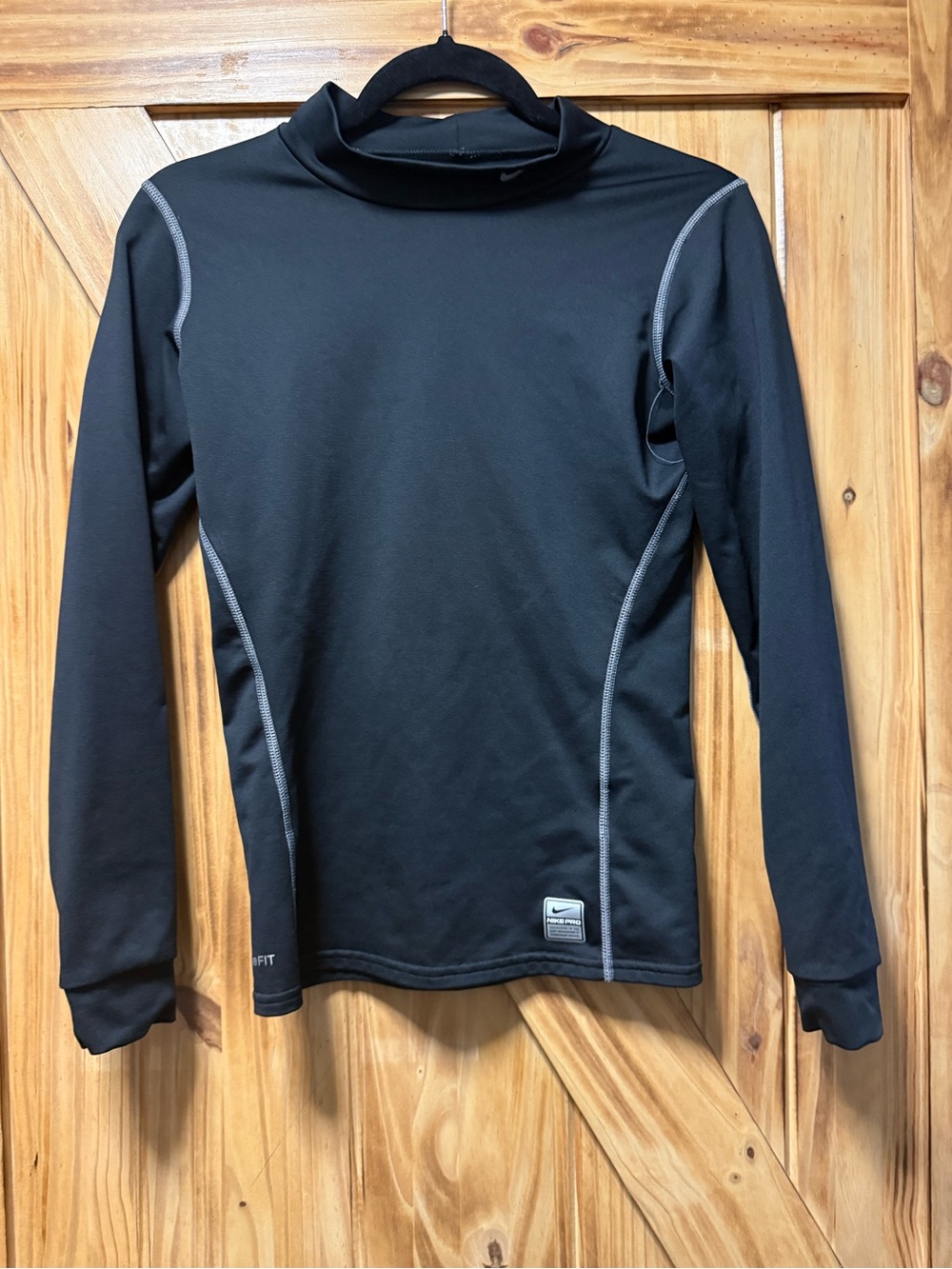 Nike Black Long Sleeve Performance Top with Gray Stitching